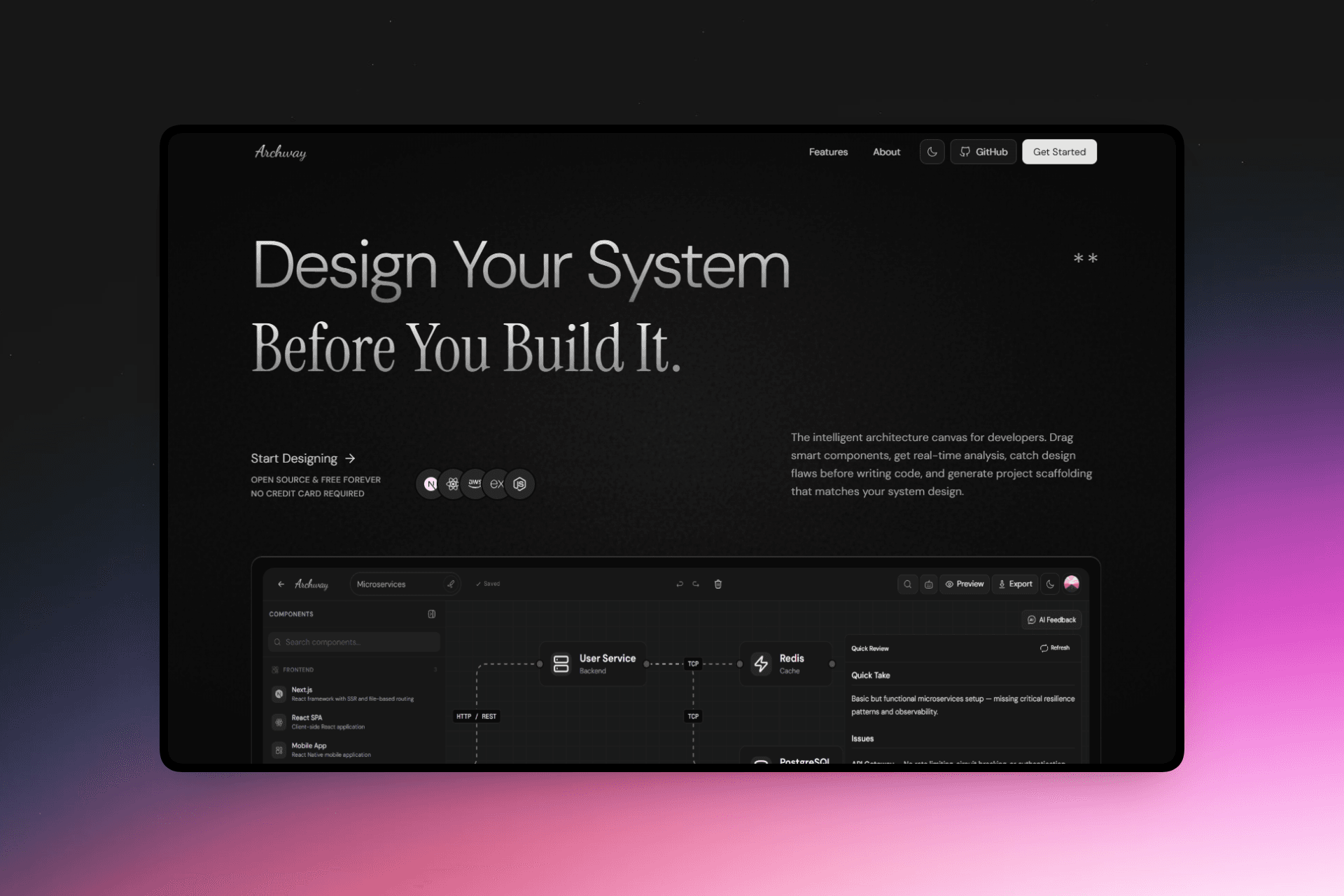 Archway project screenshot