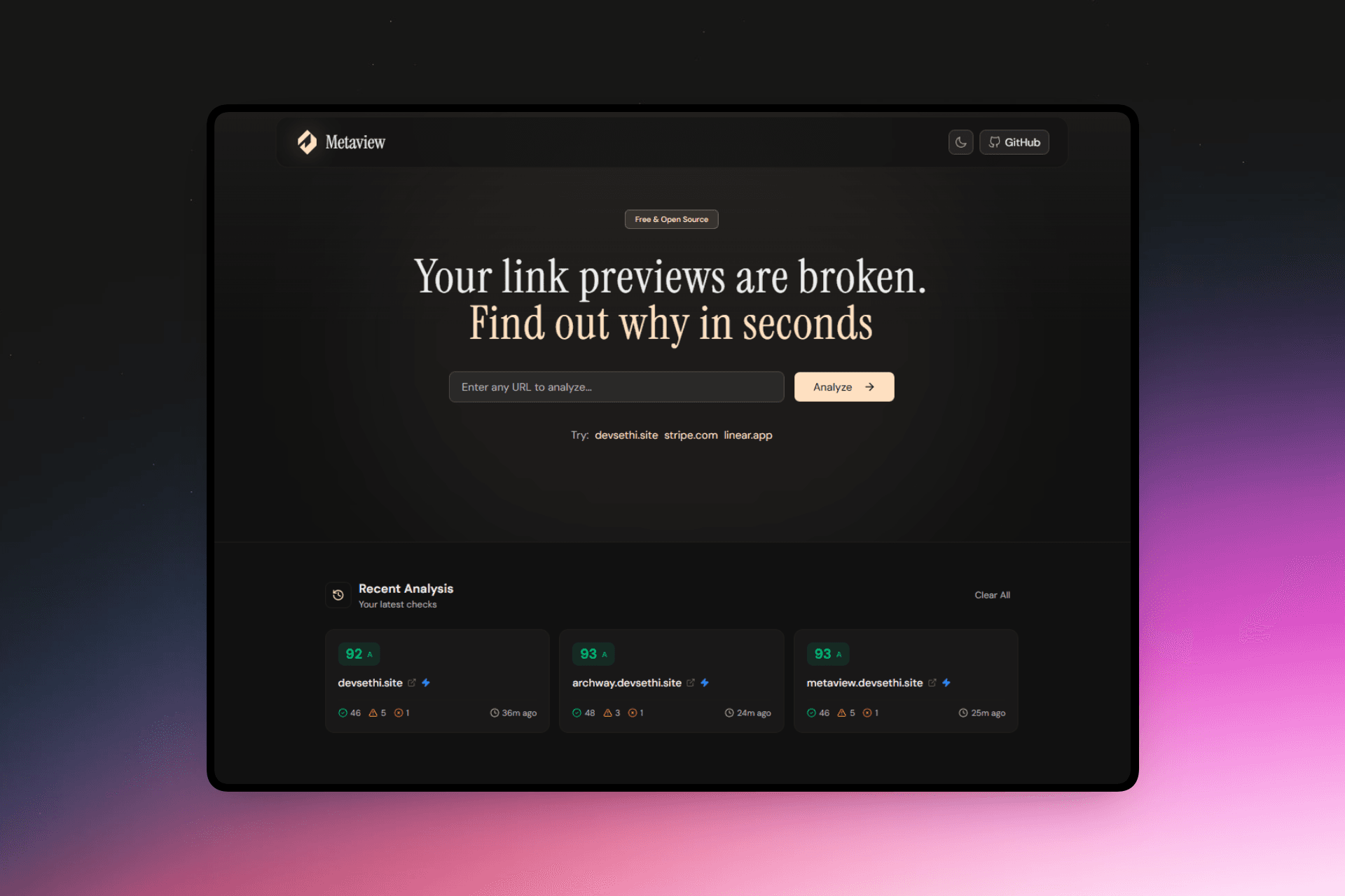 Metaview project screenshot